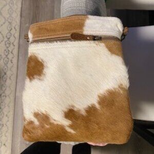 Vintage Faux Fur Cow Pattern Sachel - Arizona Made, Gently Used